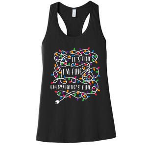 Christmas Lights IM Fine Everything Is Fine Ugly Christmas Women's Racerback Tank