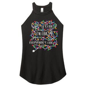 Christmas Lights IM Fine Everything Is Fine Ugly Christmas Women's Perfect Tri Rocker Tank