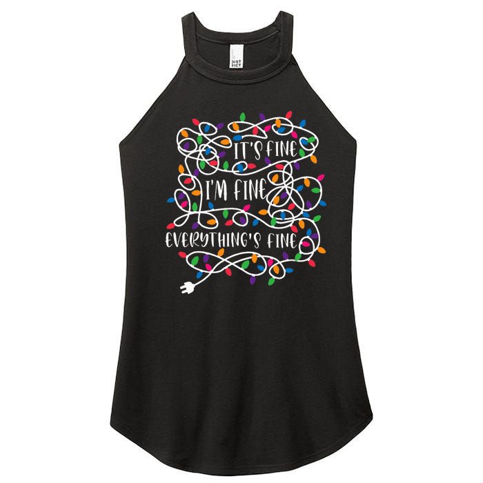 Christmas Lights IM Fine Everything Is Fine Ugly Christmas Women's Perfect Tri Rocker Tank