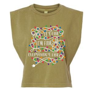 Christmas Lights IM Fine Everything Is Fine Ugly Christmas Garment-Dyed Women's Muscle Tee