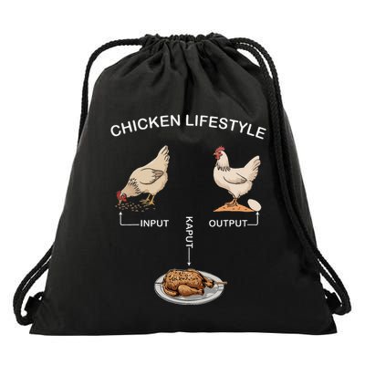 Chicken Lifestyle Input Output Kaput Drawstring Bag