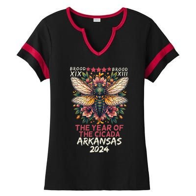 Cicada Lover Insect Bug The Year Of Cicada 2024 Arkansas Ladies Halftime Notch Neck Tee