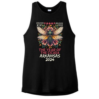 Cicada Lover Insect Bug The Year Of Cicada 2024 Arkansas Ladies PosiCharge Tri-Blend Wicking Tank