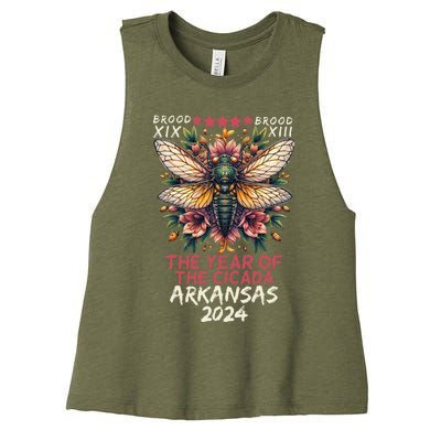 Cicada Lover Insect Bug The Year Of Cicada 2024 Arkansas Women's Racerback Cropped Tank