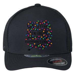 Christmas Lights Im Fine Everything Is Fine Ugly Christmas Flexfit Unipanel Trucker Cap