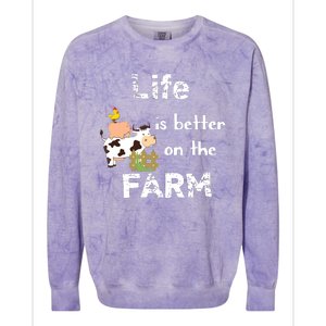 Cute Life Is Better On Farm Farmer Funny Farm Life Tee Colorblast Crewneck Sweatshirt