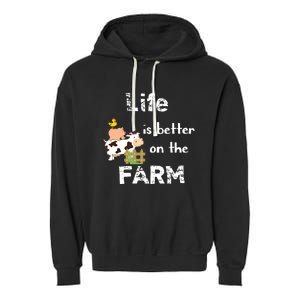 Cute Life Is Better On Farm Farmer Funny Farm Life Tee Garment-Dyed Fleece Hoodie