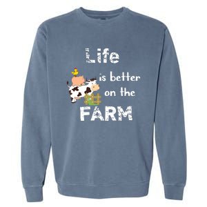 Cute Life Is Better On Farm Farmer Funny Farm Life Tee Garment-Dyed Sweatshirt