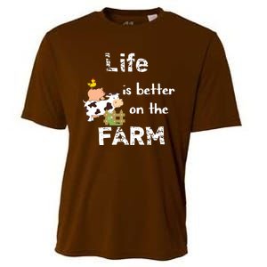 Cute Life Is Better On Farm Farmer Funny Farm Life Tee Cooling Performance Crew T-Shirt