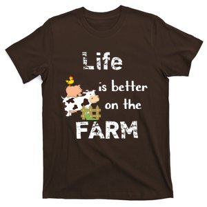 Cute Life Is Better On Farm Farmer Funny Farm Life Tee T-Shirt