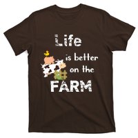 Cute Life Is Better On Farm Farmer Funny Farm Life Tee T-Shirt