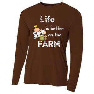 Cute Life Is Better On Farm Farmer Funny Farm Life Tee Cooling Performance Long Sleeve Crew