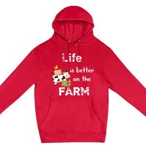 Cute Life Is Better On Farm Farmer Funny Farm Life Tee Premium Pullover Hoodie