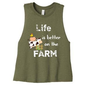 Cute Life Is Better On Farm Farmer Funny Farm Life Tee Women's Racerback Cropped Tank