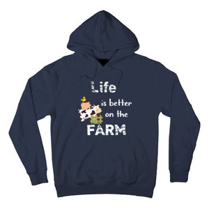 Cute Life Is Better On Farm Farmer Funny Farm Life Tee Hoodie