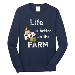 Cute Life Is Better On Farm Farmer Funny Farm Life Tee Long Sleeve Shirt