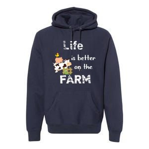 Cute Life Is Better On Farm Farmer Funny Farm Life Tee Premium Hoodie