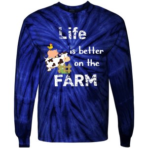 Cute Life Is Better On Farm Farmer Funny Farm Life Tee Tie-Dye Long Sleeve Shirt