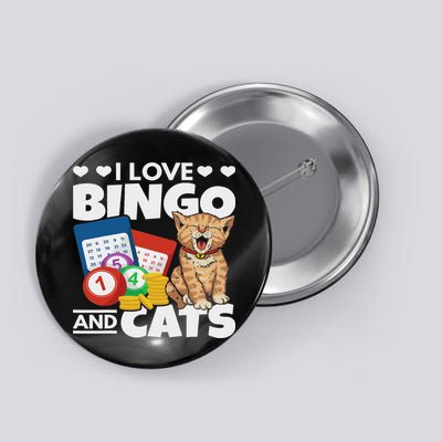 Cat Lover I Love Bingo And Cats Gambling Bingo Player Bingo Button