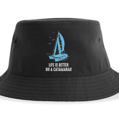 Catamaran Life Is Better Catamaran Sailing Trapeze Sailor Sustainable Bucket Hat