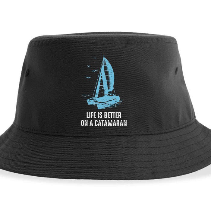 Catamaran Life Is Better Catamaran Sailing Trapeze Sailor Sustainable Bucket Hat