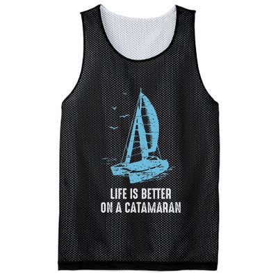 Catamaran Life Is Better Catamaran Sailing Trapeze Sailor Mesh Reversible Basketball Jersey Tank