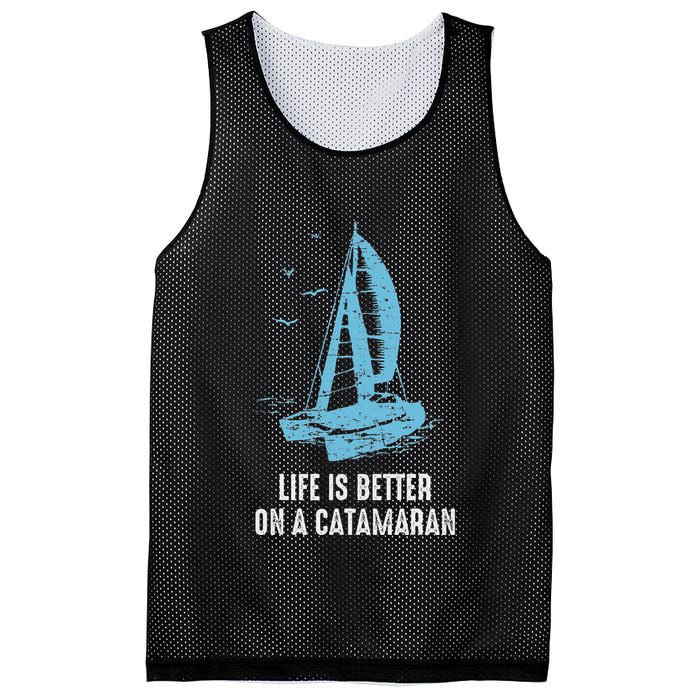 Catamaran Life Is Better Catamaran Sailing Trapeze Sailor Mesh Reversible Basketball Jersey Tank