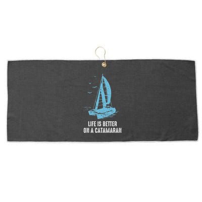 Catamaran Life Is Better Catamaran Sailing Trapeze Sailor Large Microfiber Waffle Golf Towel
