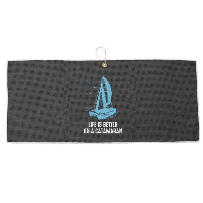 Catamaran Life Is Better Catamaran Sailing Trapeze Sailor Large Microfiber Waffle Golf Towel