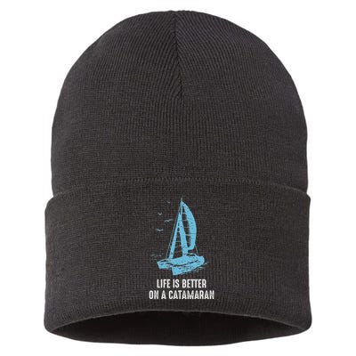 Catamaran Life Is Better Catamaran Sailing Trapeze Sailor Sustainable Knit Beanie