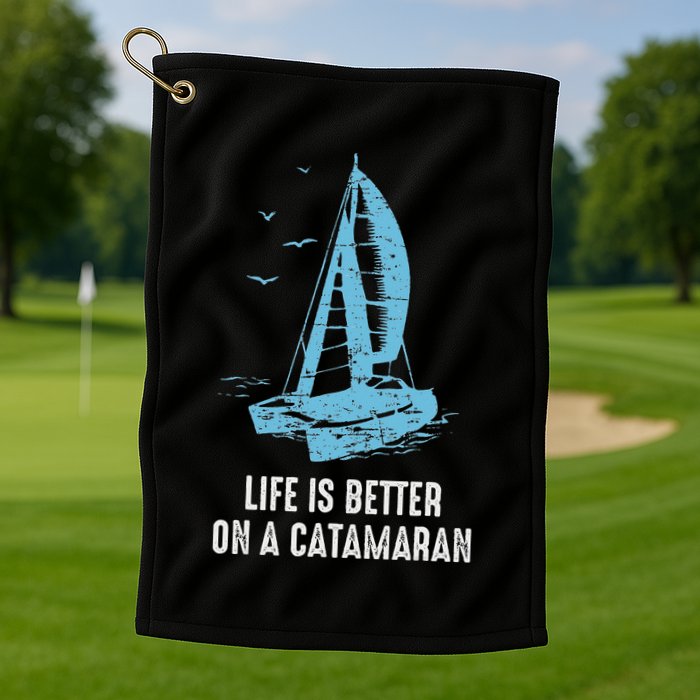 Catamaran Life Is Better Catamaran Sailing Trapeze Sailor Golf Towel