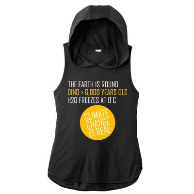 Climate Change is Real Science Facts Ladies PosiCharge Tri-Blend Wicking Draft Hoodie Tank