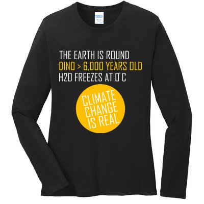 Climate Change is Real Science Facts Ladies Long Sleeve Shirt