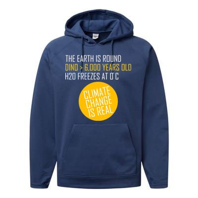 Climate Change is Real Science Facts Performance Fleece Hoodie