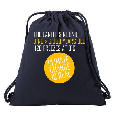 Climate Change is Real Science Facts Drawstring Bag