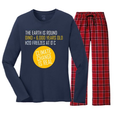 Climate Change is Real Science Facts Women's Long Sleeve Flannel Pajama Set 