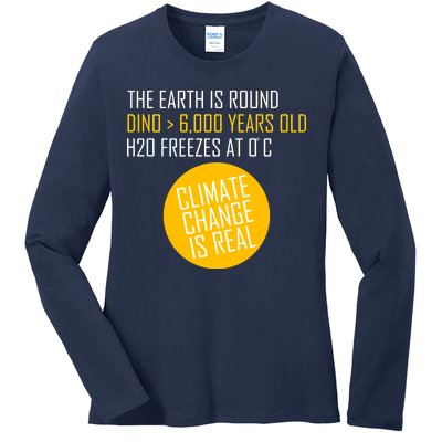 Climate Change is Real Science Facts Ladies Long Sleeve Shirt