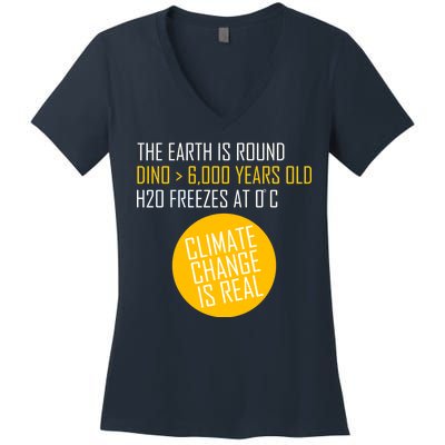 Climate Change is Real Science Facts Women's V-Neck T-Shirt