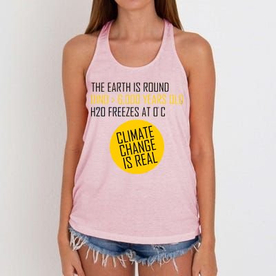 Climate Change is Real Science Facts Women's Knotted Racerback Tank