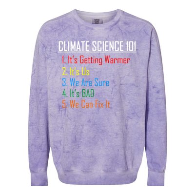 Climate Science 101 Climate Change Facts We Can Fix It Colorblast Crewneck Sweatshirt