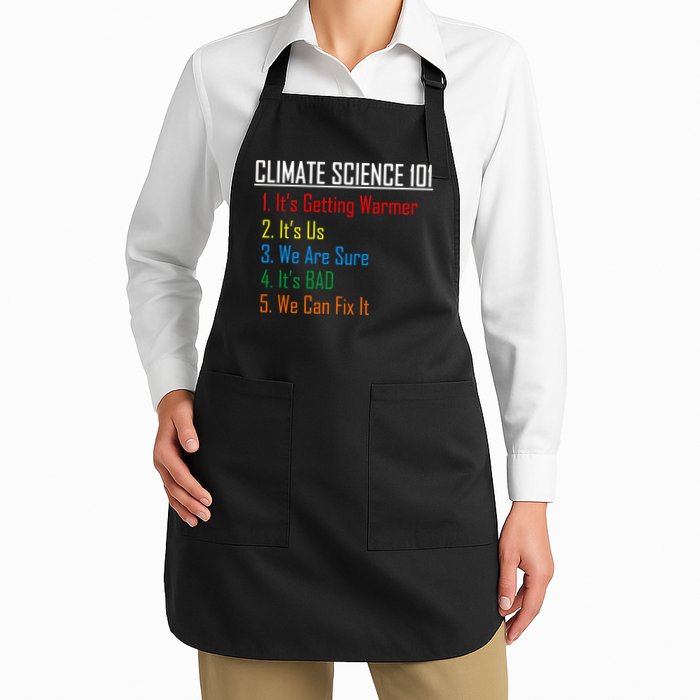Climate Science 101 Climate Change Facts We Can Fix It Full-Length Apron With Pockets