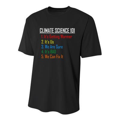 Climate Science 101 Climate Change Facts We Can Fix It Youth Performance Sprint T-Shirt
