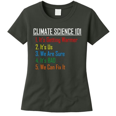 Climate Science 101 Climate Change Facts We Can Fix It Womens T-Shirt