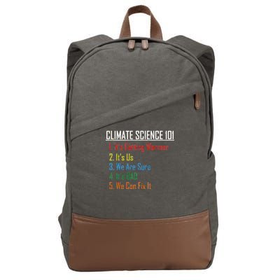 Climate Science 101 Climate Change Facts We Can Fix It Cotton Canvas Backpack