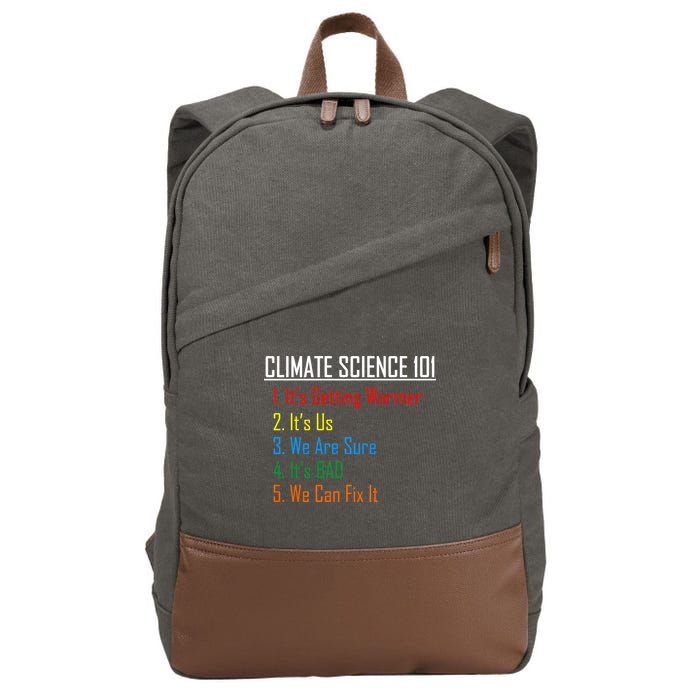 Climate Science 101 Climate Change Facts We Can Fix It Cotton Canvas Backpack
