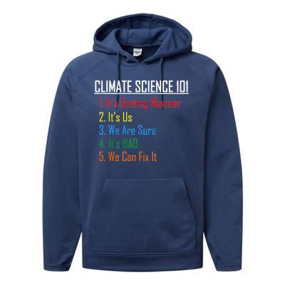 Climate Science 101 Climate Change Facts We Can Fix It Performance Fleece Hoodie