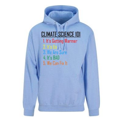 Climate Science 101 Climate Change Facts We Can Fix It Unisex Surf Hoodie