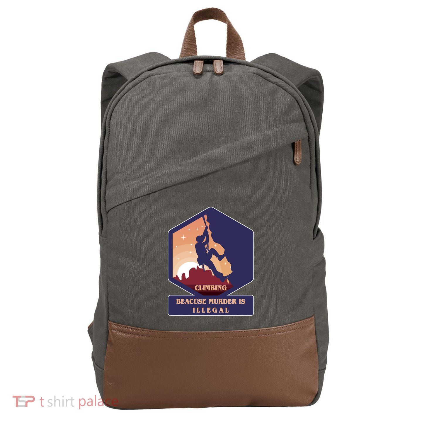 Climbing Because Murder Is Illegal Cotton Canvas Backpack