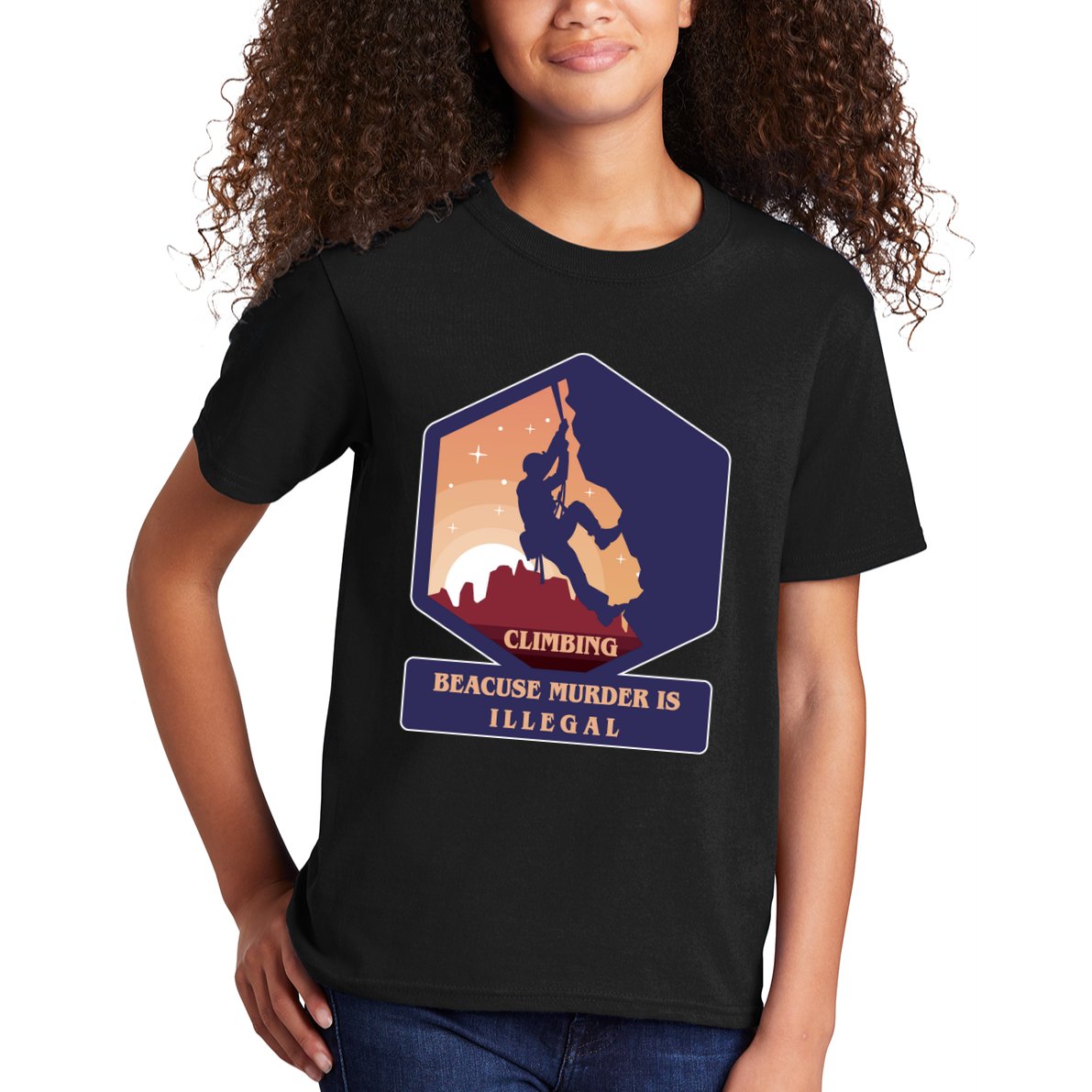 Climbing Because Murder Is Illegal Kids T-Shirt