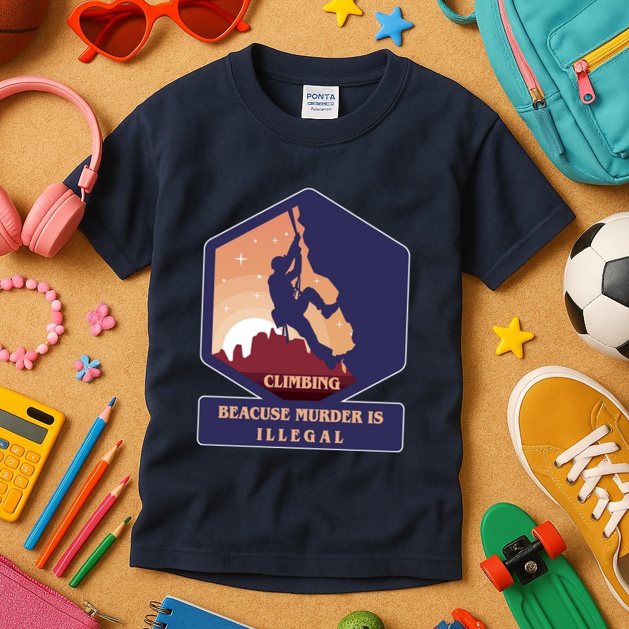 Climbing Because Murder Is Illegal Kids T-Shirt